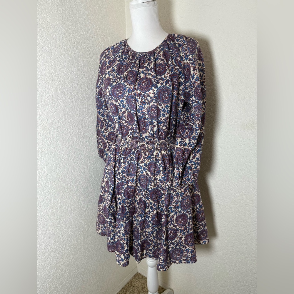 J.Crew Palermo Smocked-Waist Linen Mini Dress‎ in Floral Bouquet, size Small